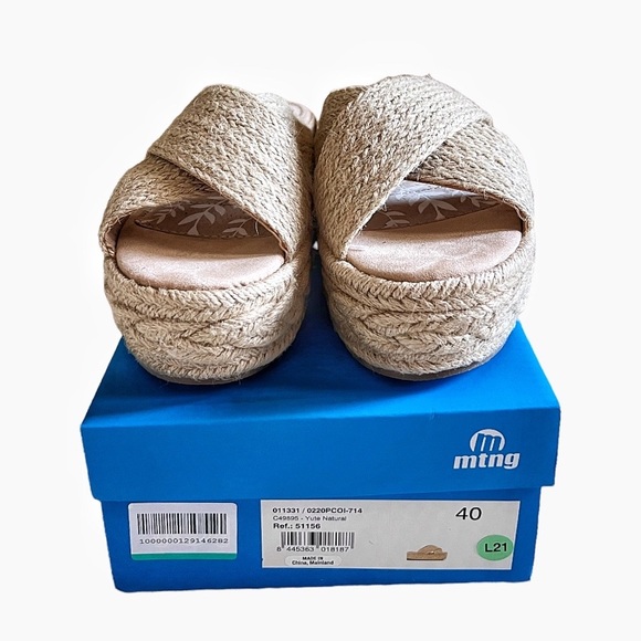 NIB Natural Jute Espadrilles Slides by MTNG SHOES Size 40 - Picture 3 of 9